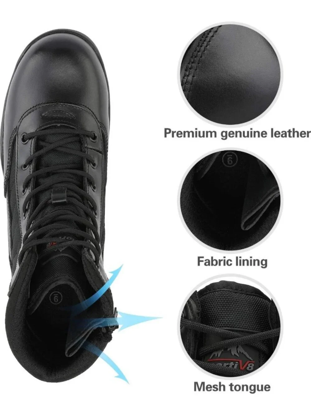 Men's Steel Toe Work Boots with Side Zipper | Slip Resistant Safety Boots for